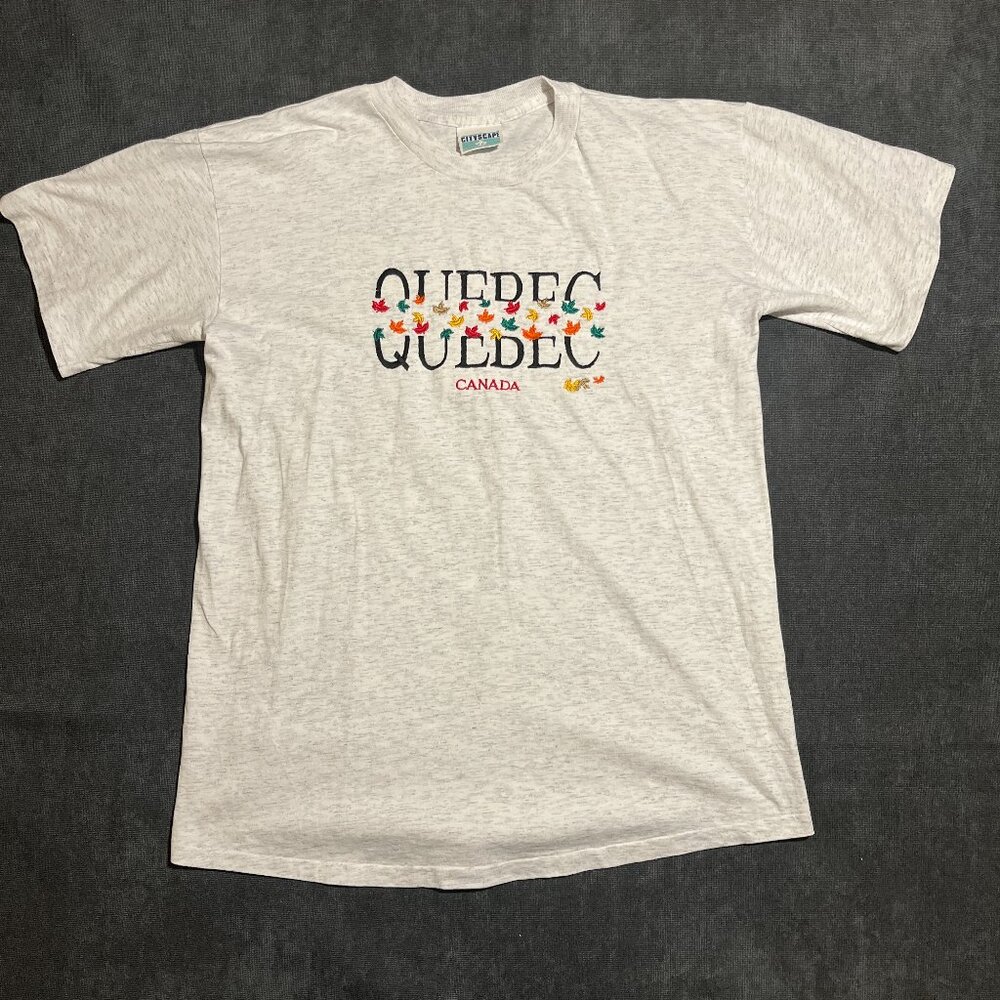 Cityscape Quebec Embroidered Vintage T (M)